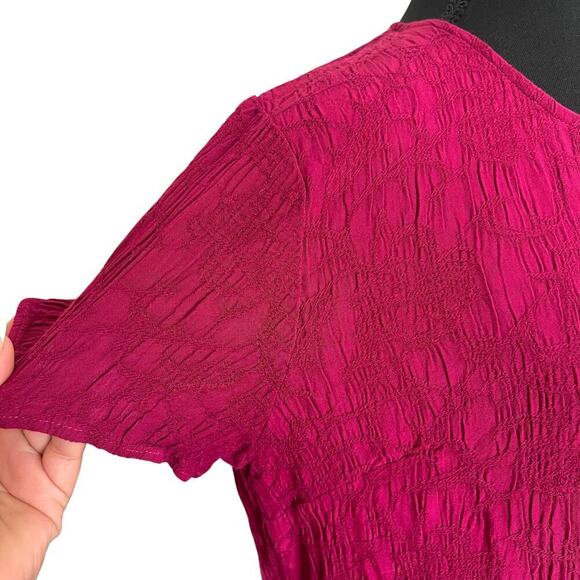 Always Carolyn Women’s 90s Vintage Slinky Short Sleeve Dress Fuchsia Size 16 - Picture 5 of 8